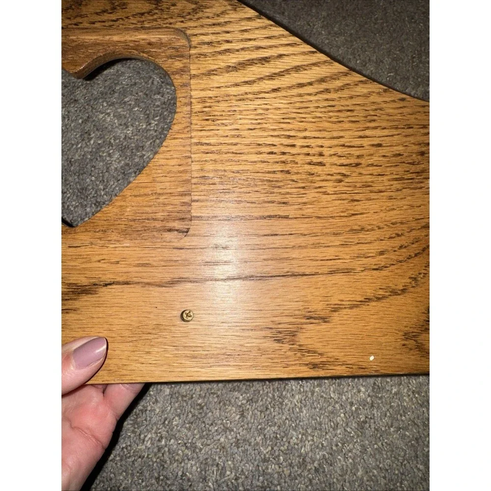 Vtg 4 Peg Oak Wood Heart Cutout Wall Hanging Coat Rack Country Rustic Cottage